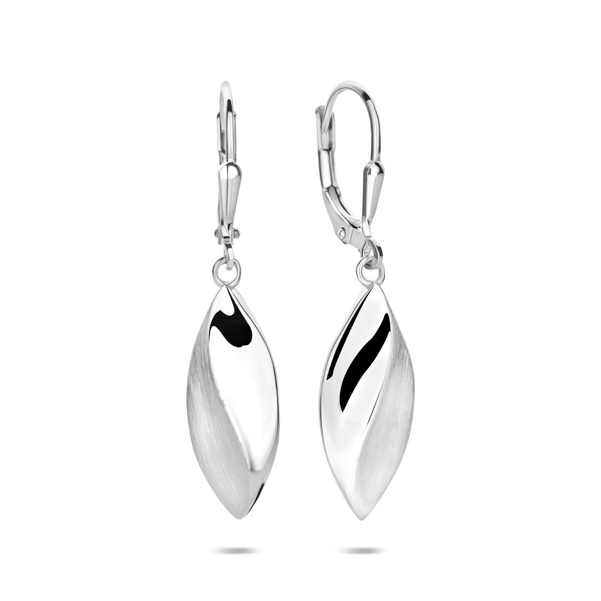 Fantasy Collection Hangende oorbellen brisure haak poli/mat 36 mm zilver
