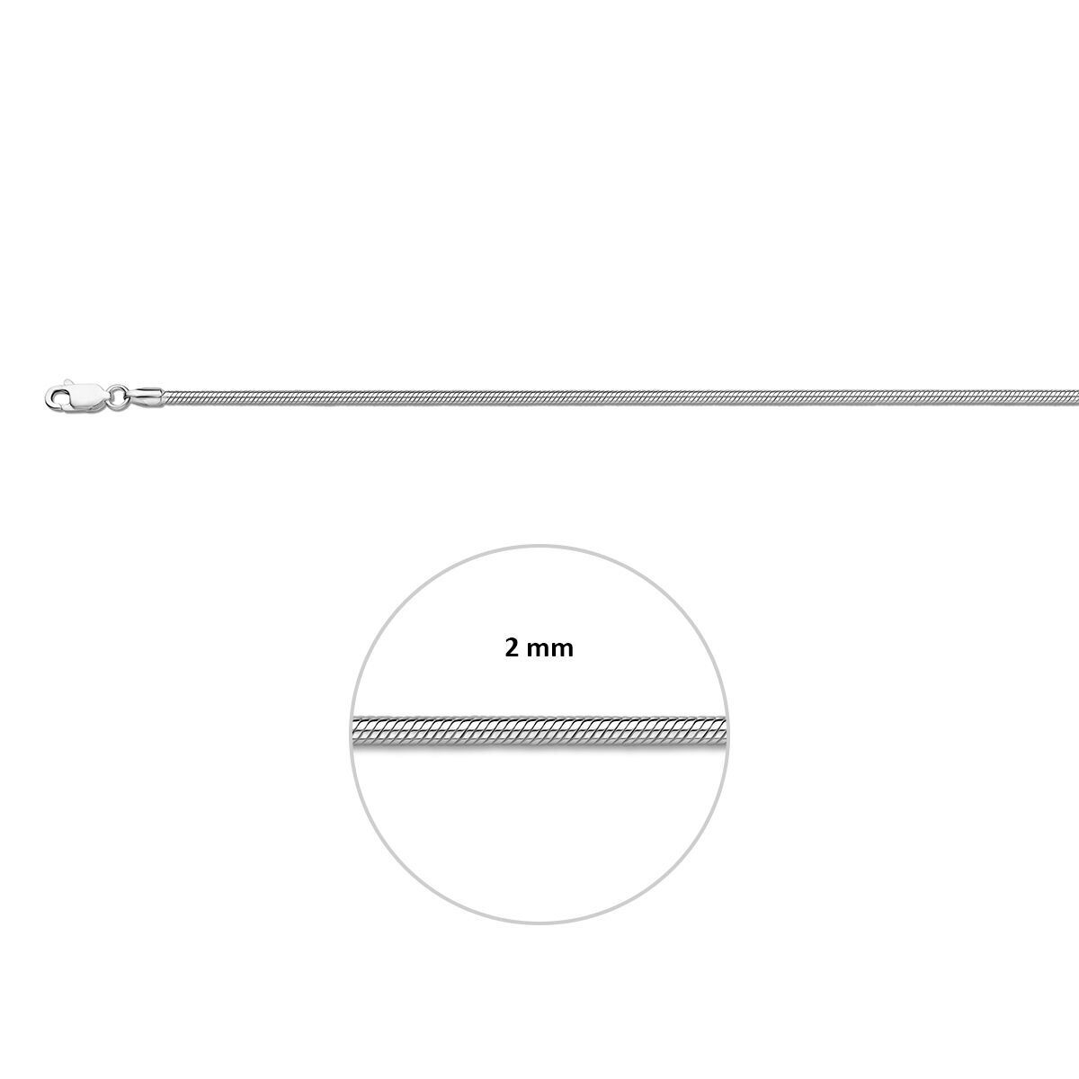 Fantasy Collection Slang rond 2,0 mm zilver wit