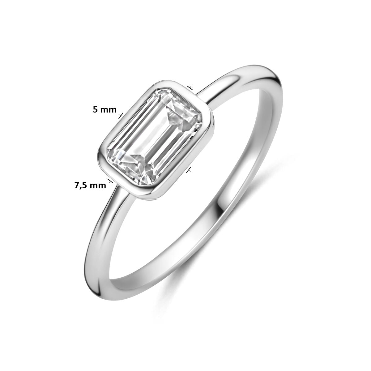 Ring zirkonia zilver gerhodineerd emerald