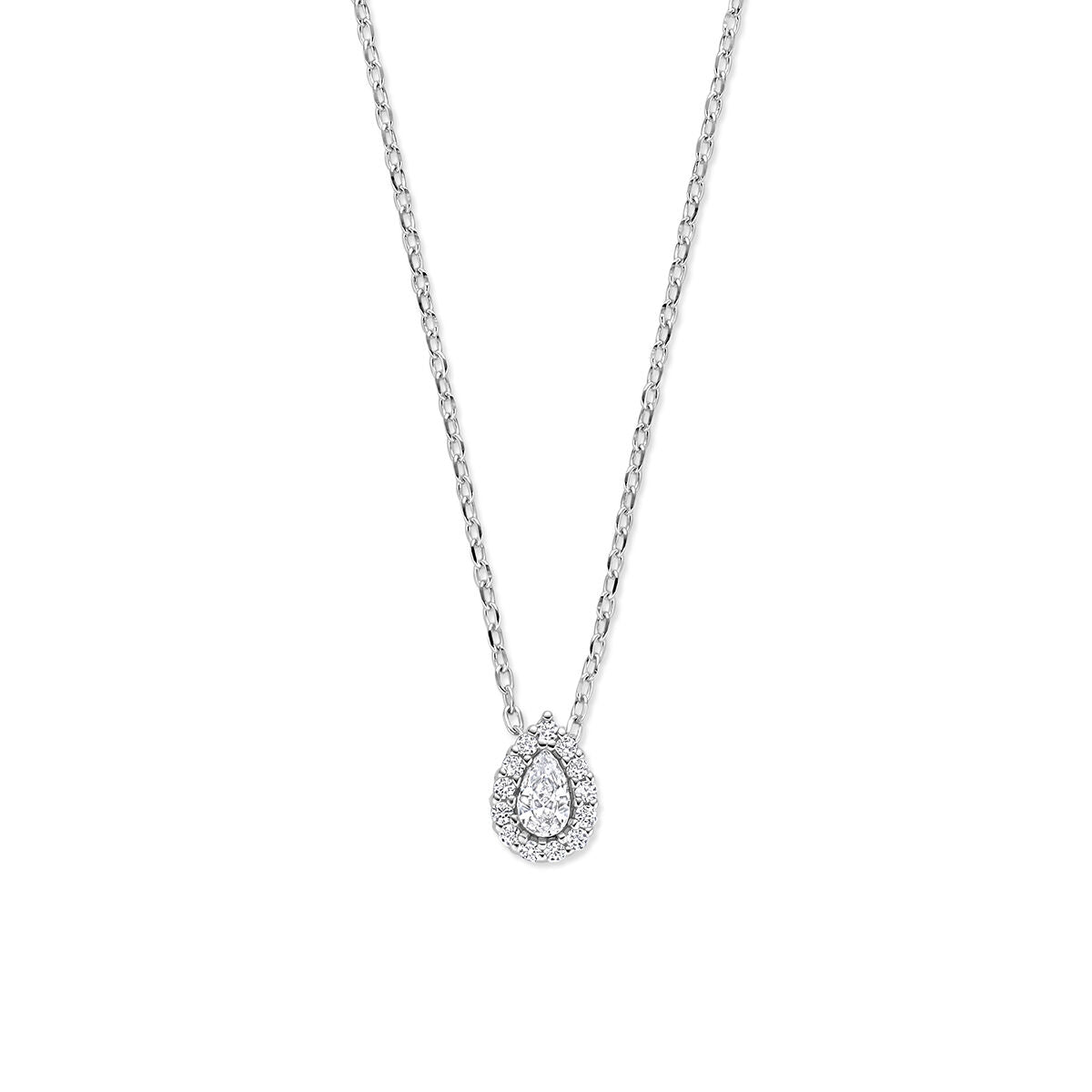 Fantasy Collection Collier zirkonia 41 - 43 - 45 cm zilver gerhodineerd