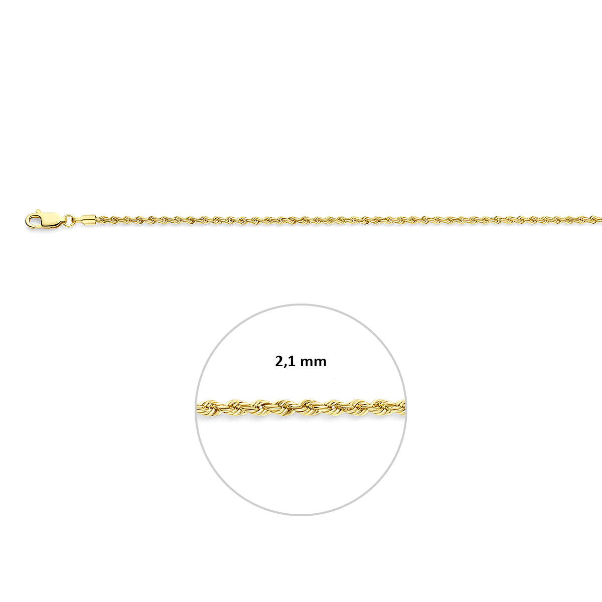 Ketting koord 2,1 mm 9K geel