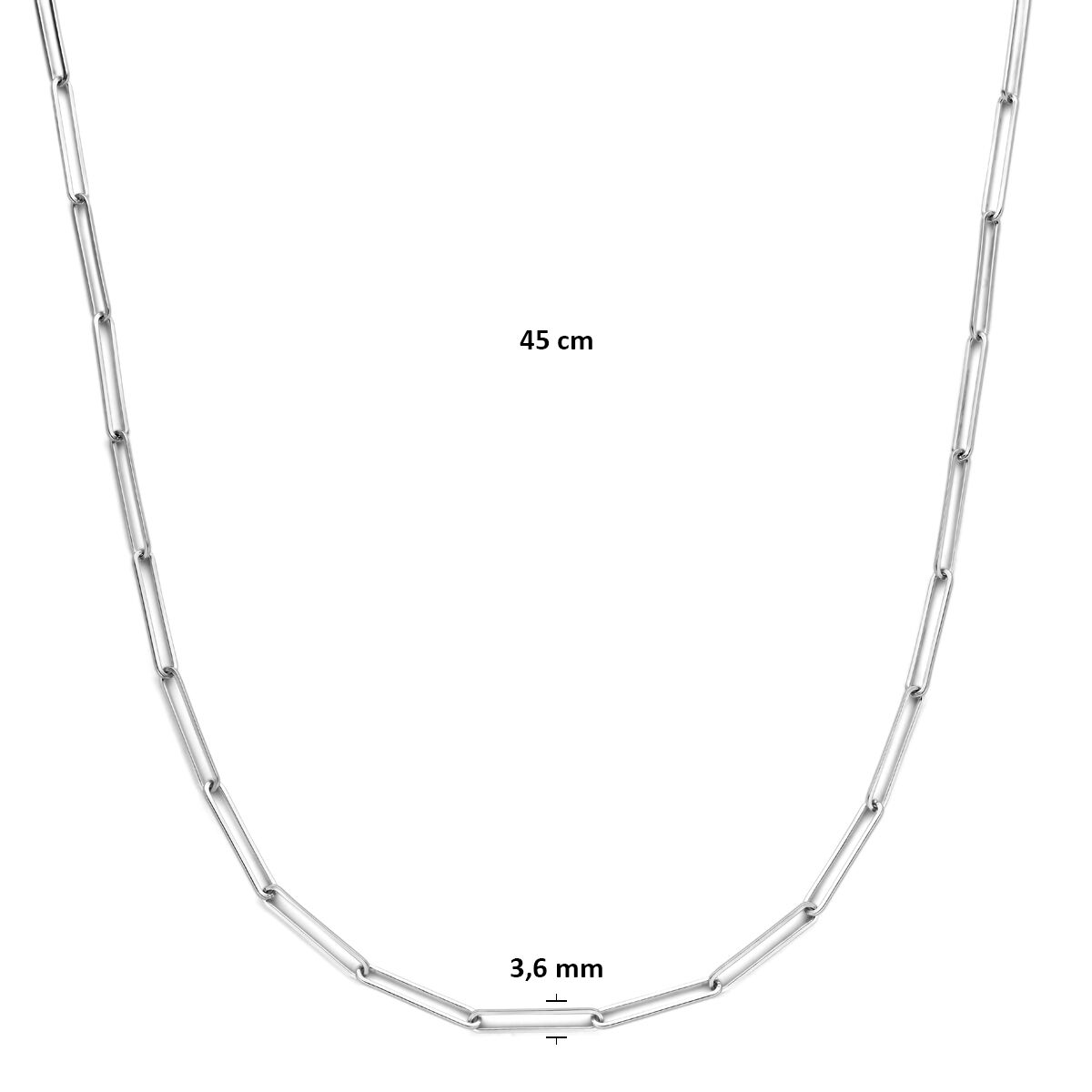 Fantasy Collection Collier anker 3,6 mm 45 cm zilver gerhodineerd