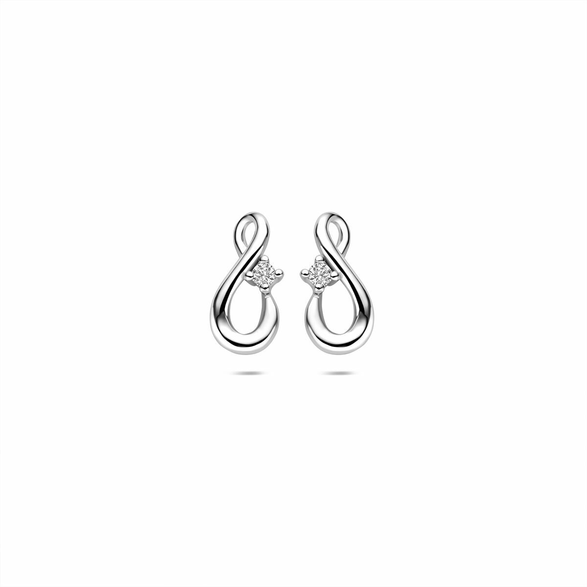 Fantasy Collection Oorbellen infinity zirkonia 12 mm zilver