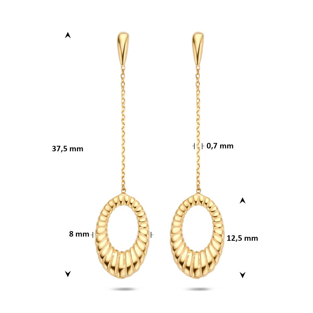 Oorhangers 14K geelgoud 37,5 mm