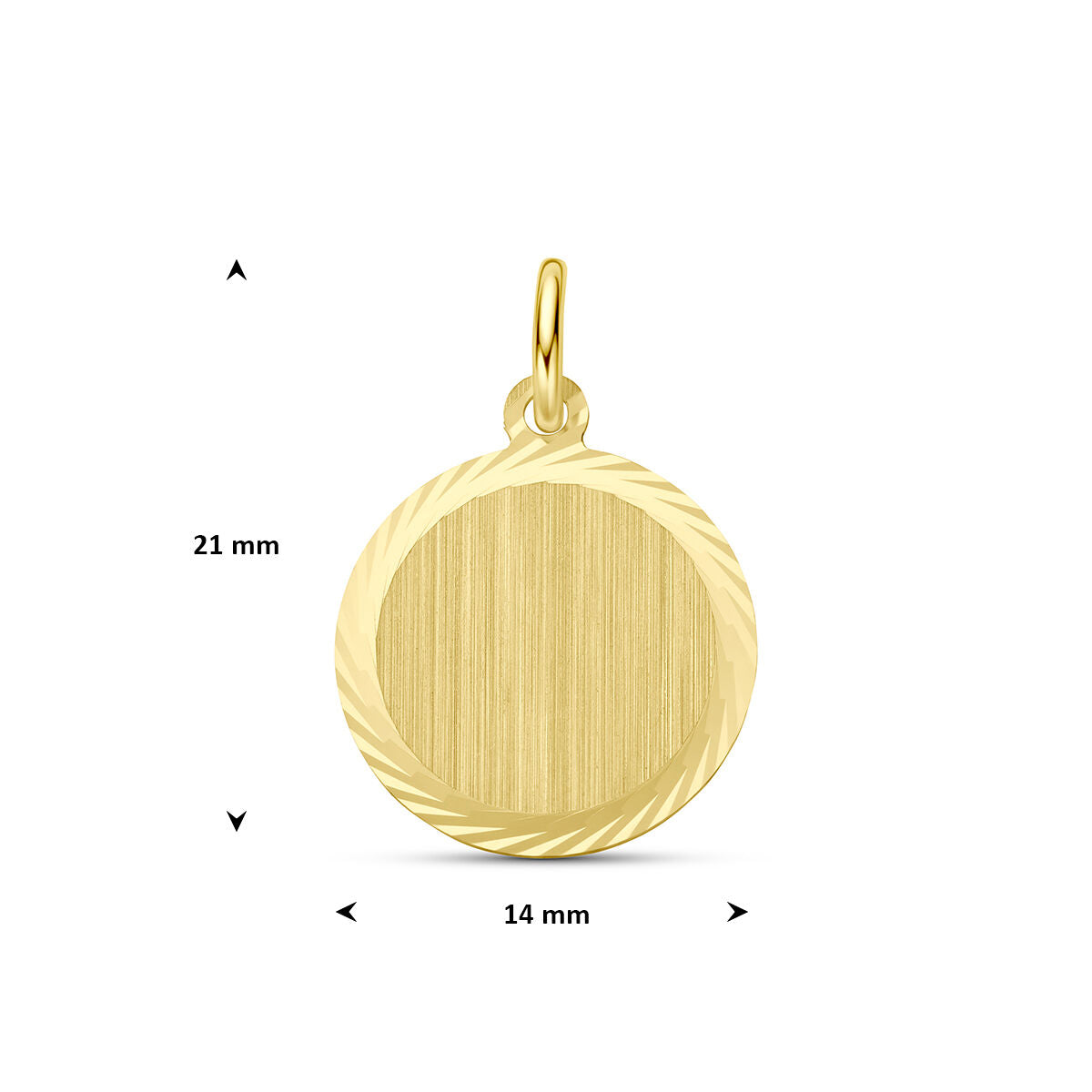 Graveerhanger mat gediamanteerd 9K geelgoud 14 mm