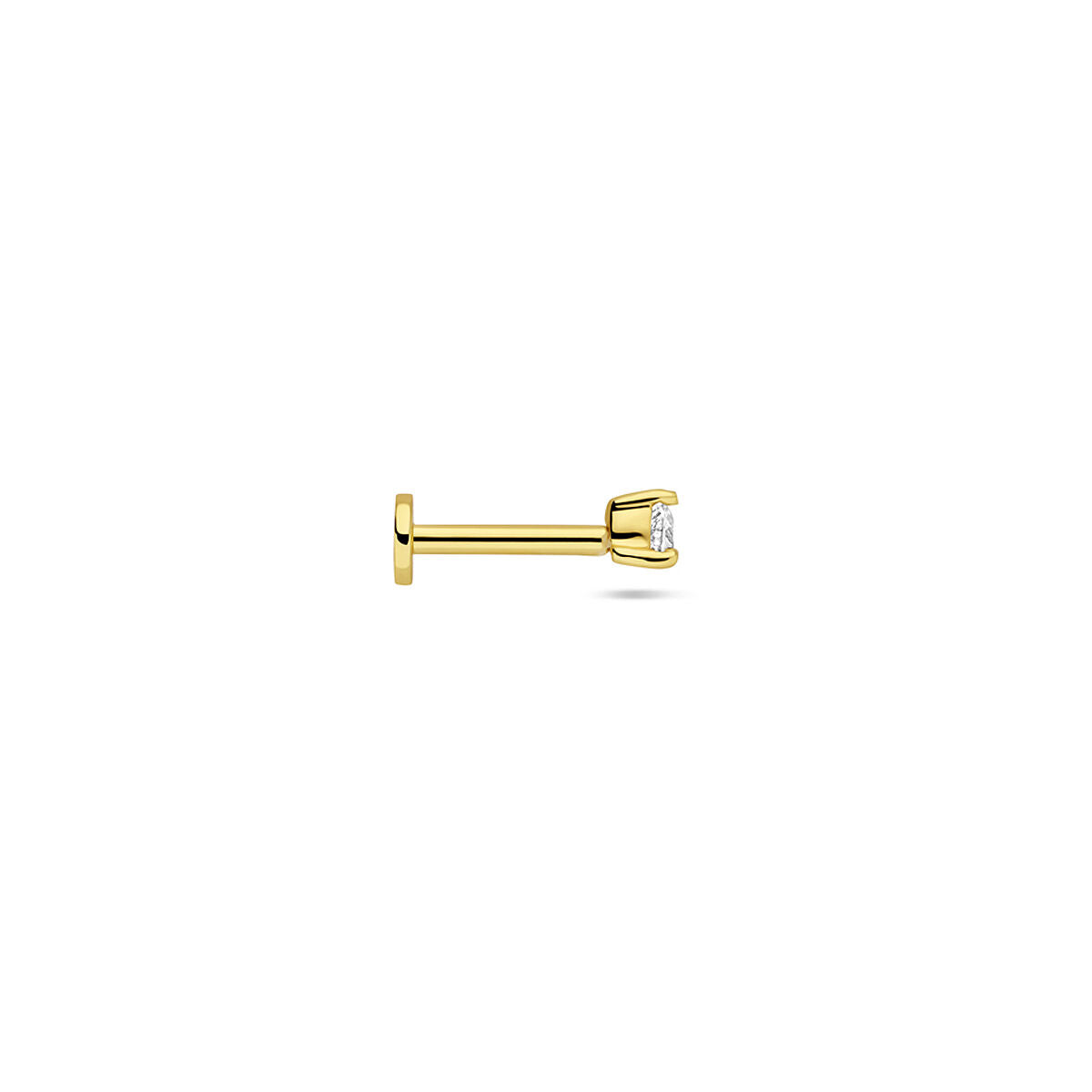 Fantasy Collection Flat back piercing zirkonia hartje 3 mm 1 micron zilver verguld