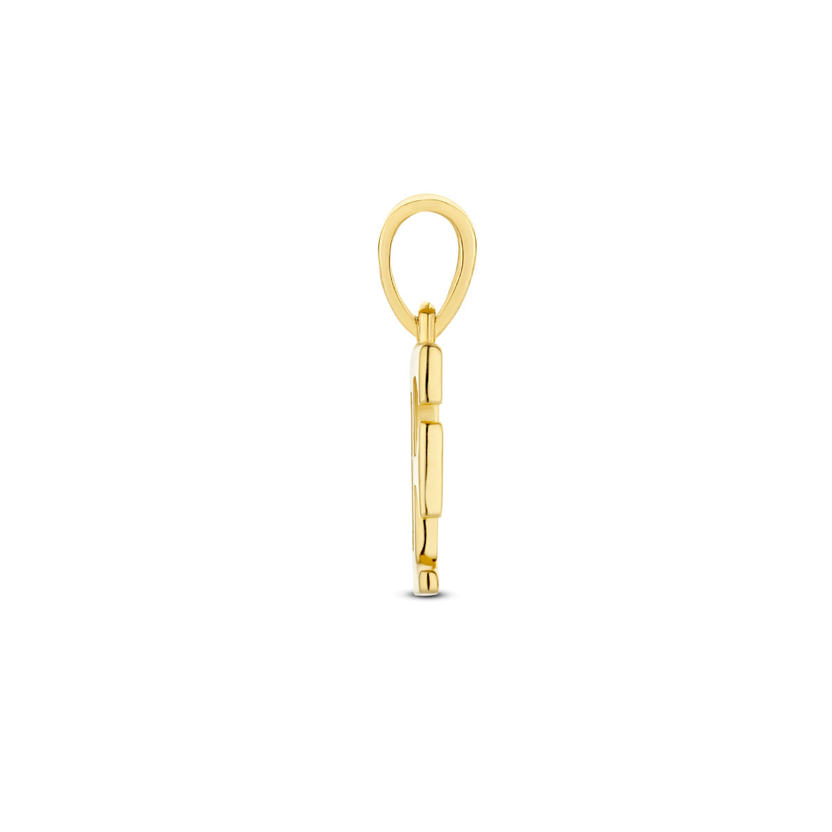 Hanger letter F zirkonia 14 mm 14K geelgoud #Letter_F