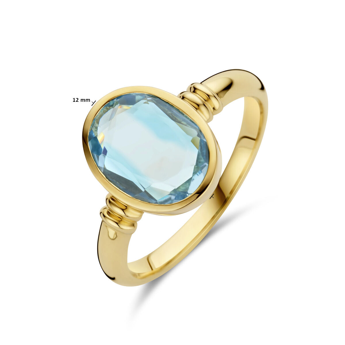 Ring sky blue topaas 14K geelgoud