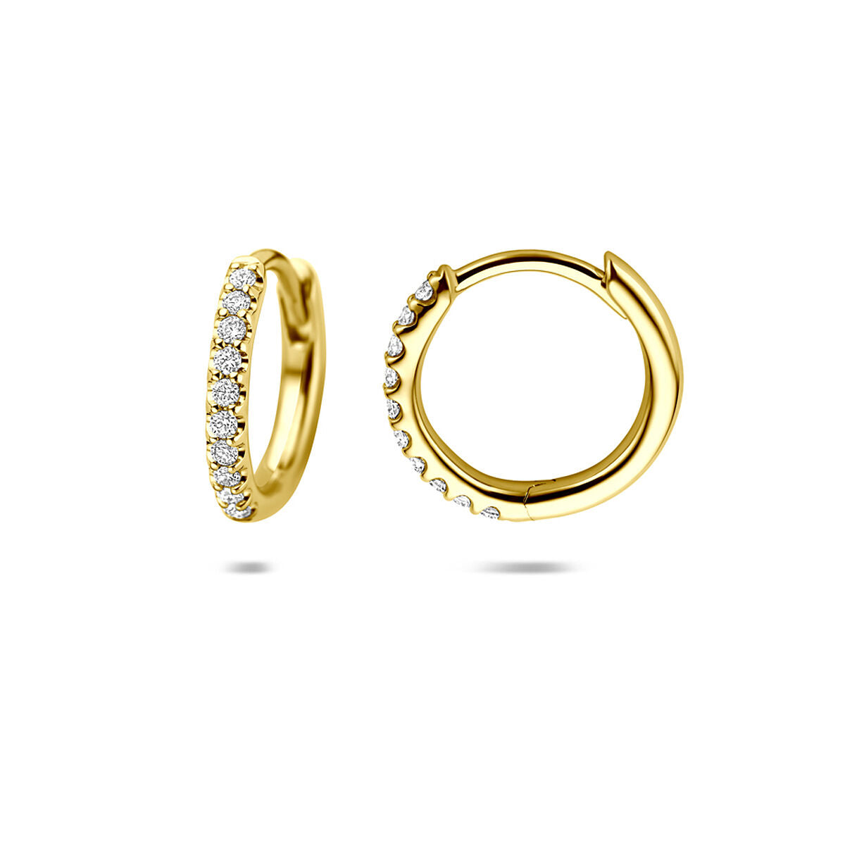 Fantasy Collection Oorbellen lab grown diamant 0.14ct (2x 0.07ct) g vs 12 mm 14K geelgoud