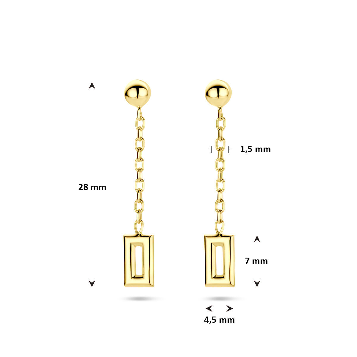 Fantasy Collection Hangende oorbellen 28 mm 14K geelgoud