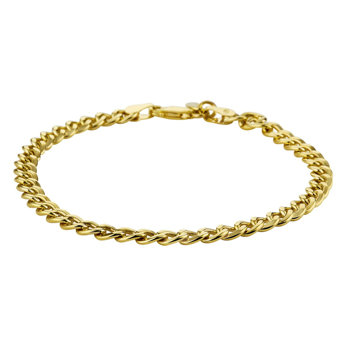 Fantasy Collection Armband gourmette 4 zijdes geslepen massief 5,0 mm silgold