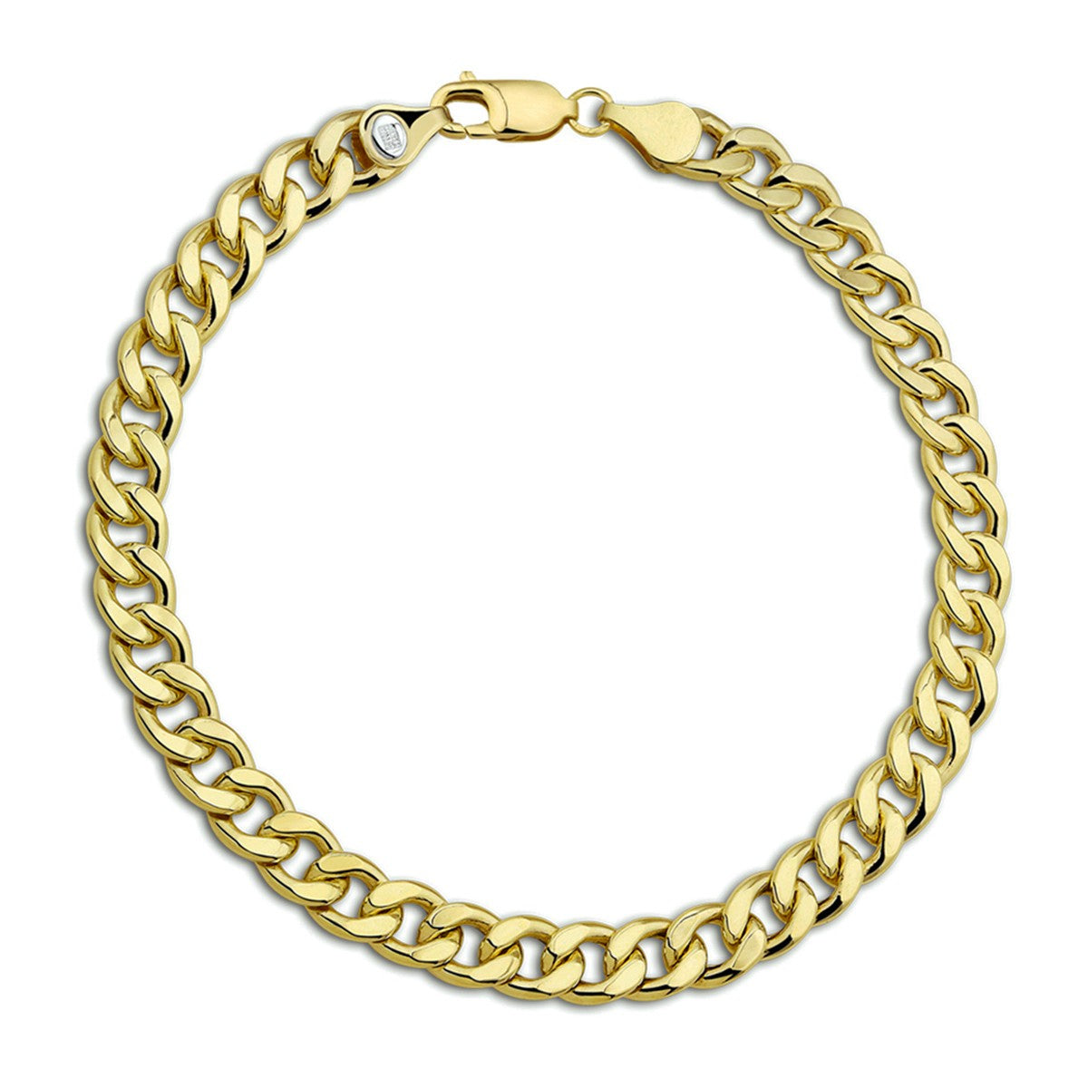 Fantasy Collection Armband gourmette 4 zijdes geslepen massief 6,5 mm silgold