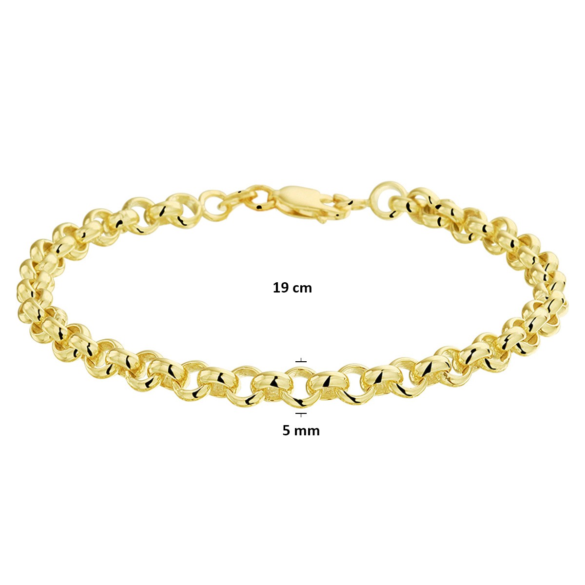 Armband jasseron massief 5,0 mm silgold