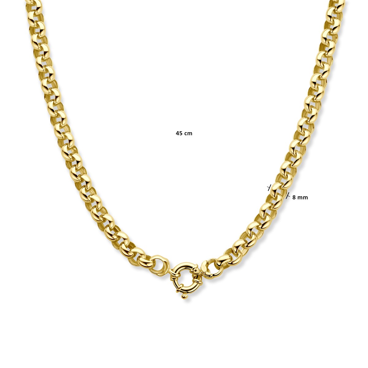 Collier jasseron massief 8 mm met groot veerslot silgold