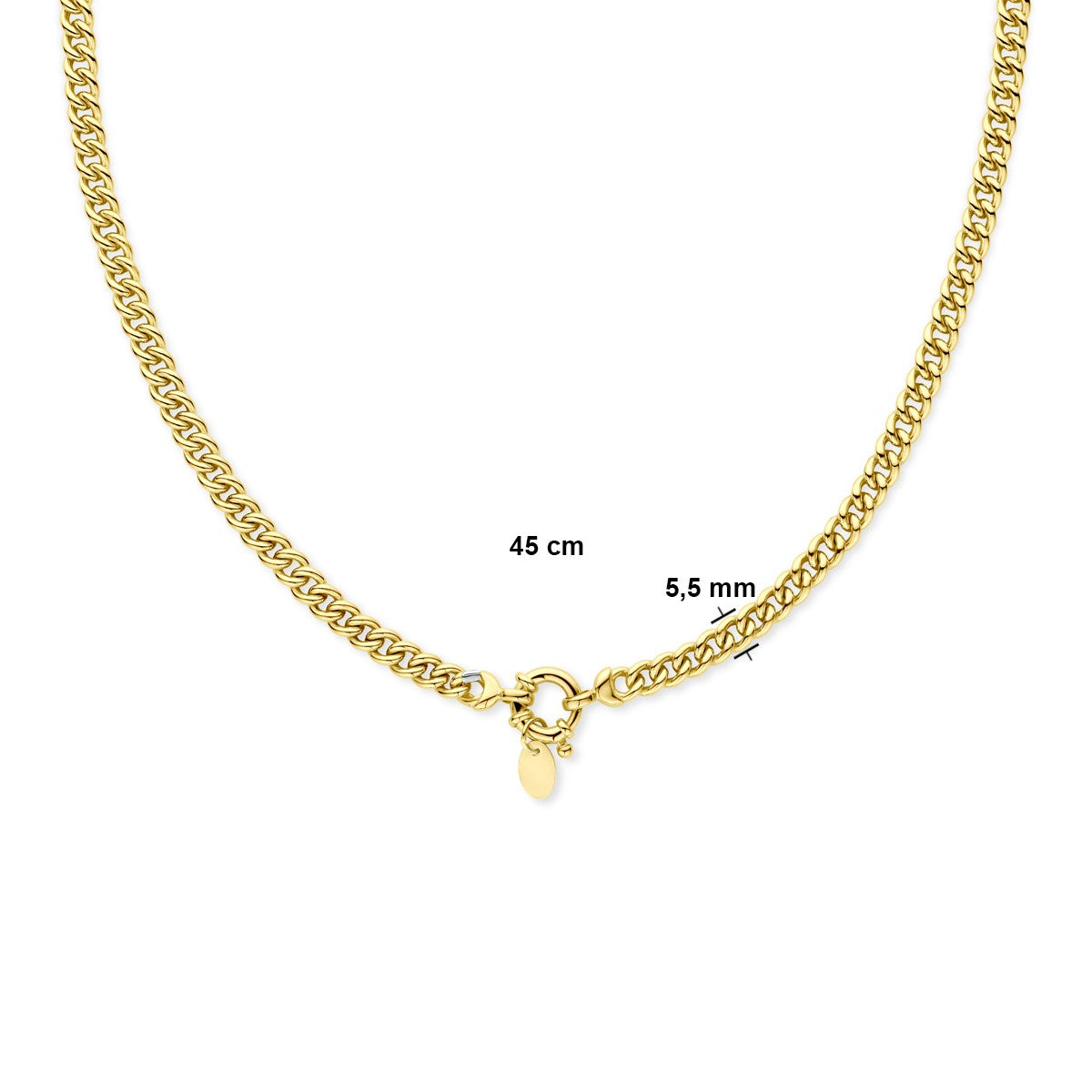 Fantasy Collection Collier gourmette massief 5,5 mm 45 cm met groot veerslot silgold