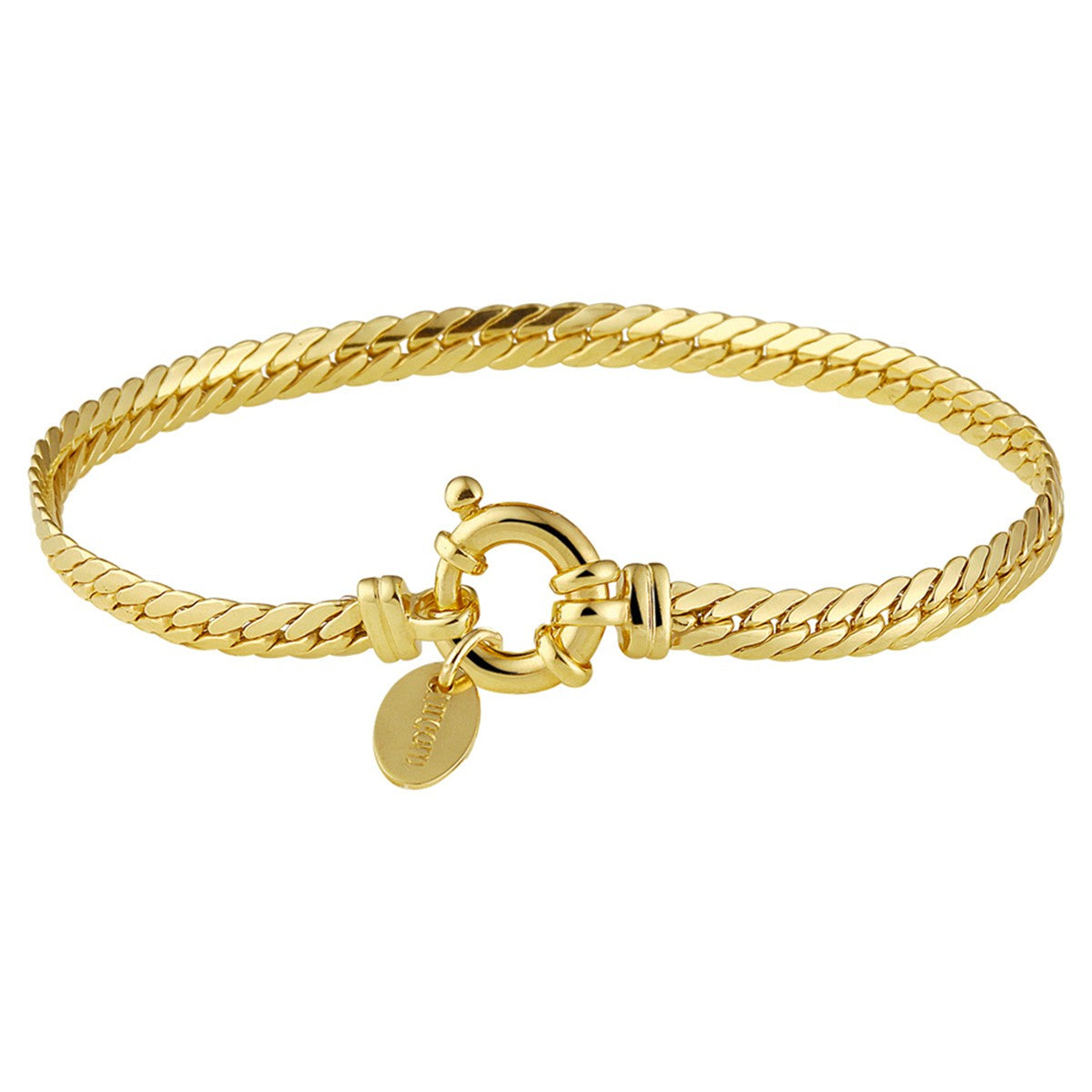 Fantasy Collection Armband gourmette plat (bol) massief 4,4 mm 19 cm met groot veerslot silgold