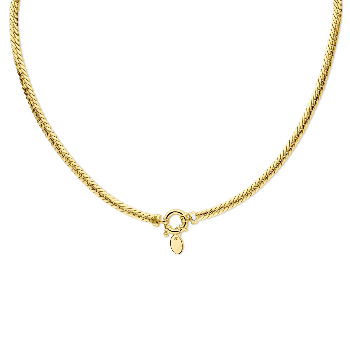 Fantasy Collection Collier gourmette plat (bol) massief 4,4 mm 45 cm met groot veerslot silgold