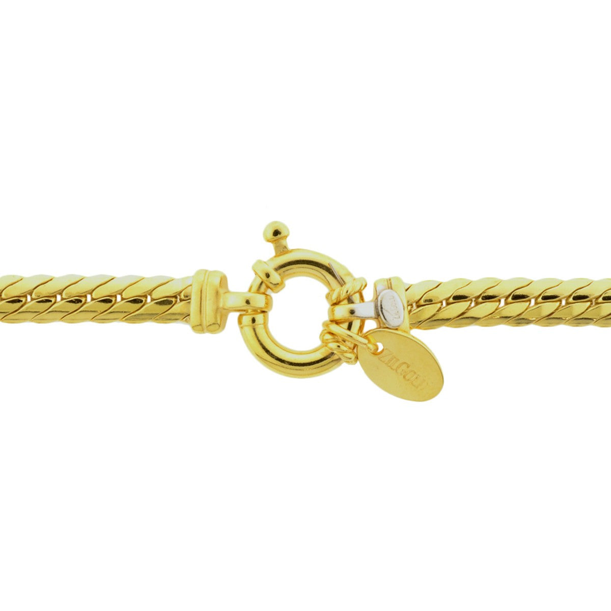 Fantasy Collection Collier gourmette plat (bol) massief 4,4 mm 45 cm met groot veerslot silgold