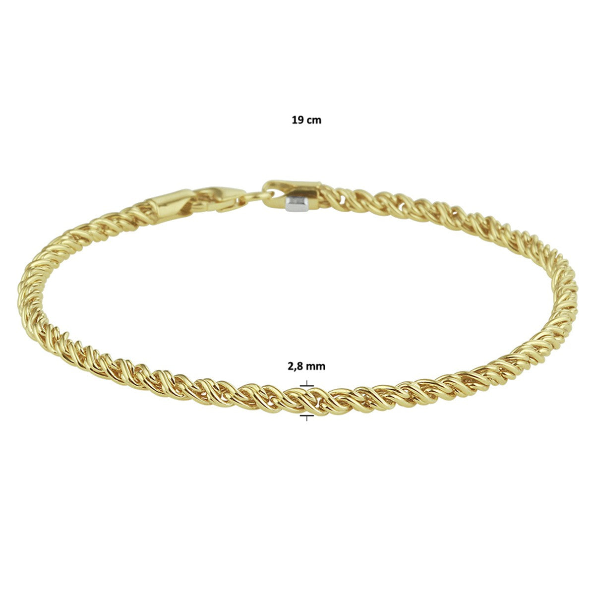 Fantasy Collection Armband draadschakel massief 2,8 mm 19 cm silgold - PSN5000192