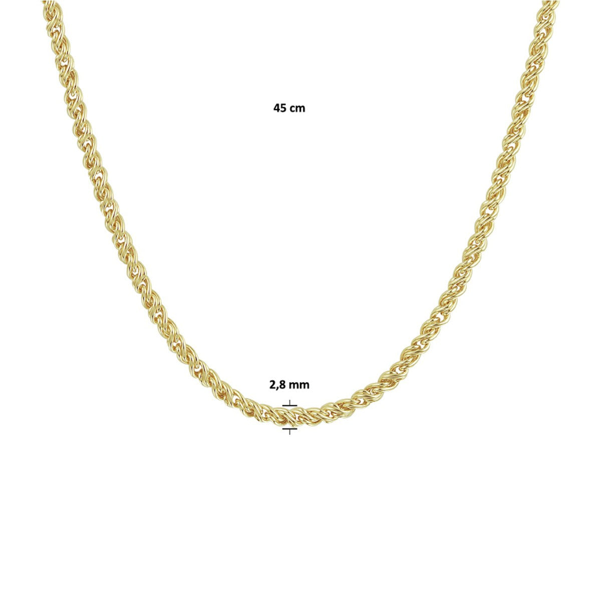 Fantasy Collection Collier draadschakel massief 2,8 mm 45 cm silgold
