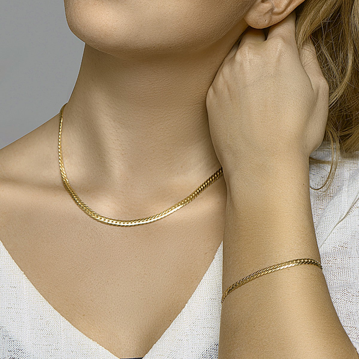Fantasy Collection Collier gourmette massief 4,7 mm 45 cm silgold