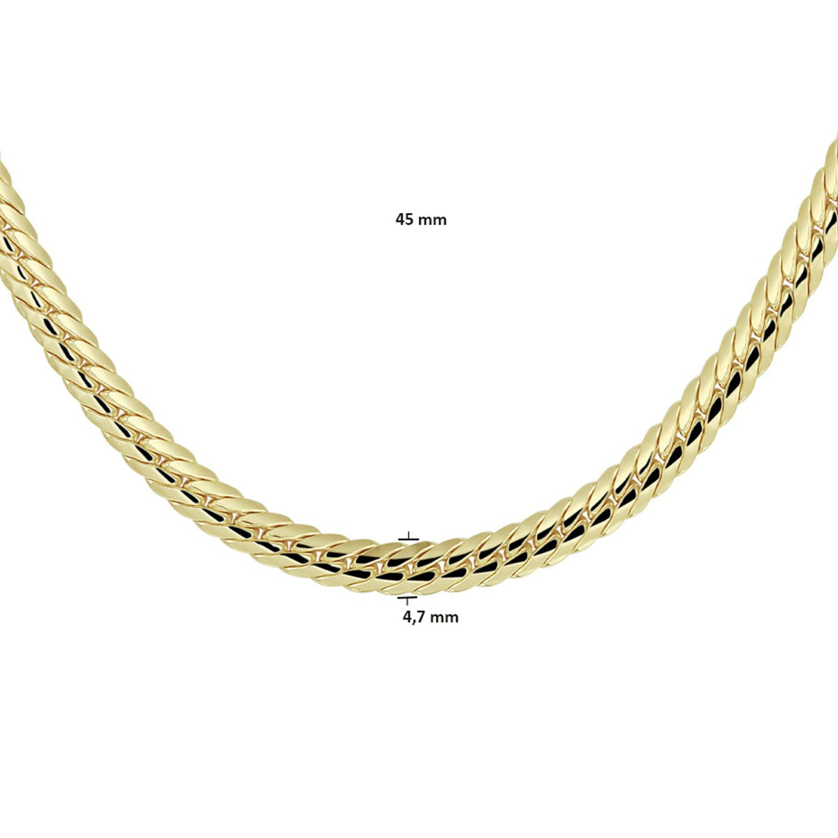 Fantasy Collection Collier gourmette massief 4,7 mm 45 cm silgold