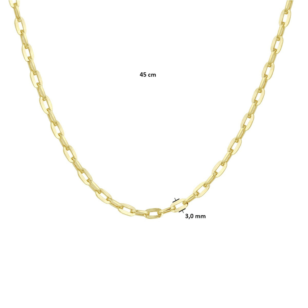 Fantasy Collection Collier anker massief 3,0 mm 45 cm silgold