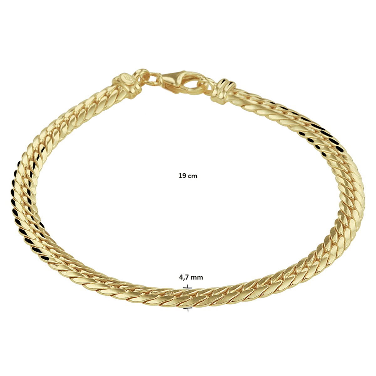 Armband gourmet 4,7 mm 19 cm silgold
