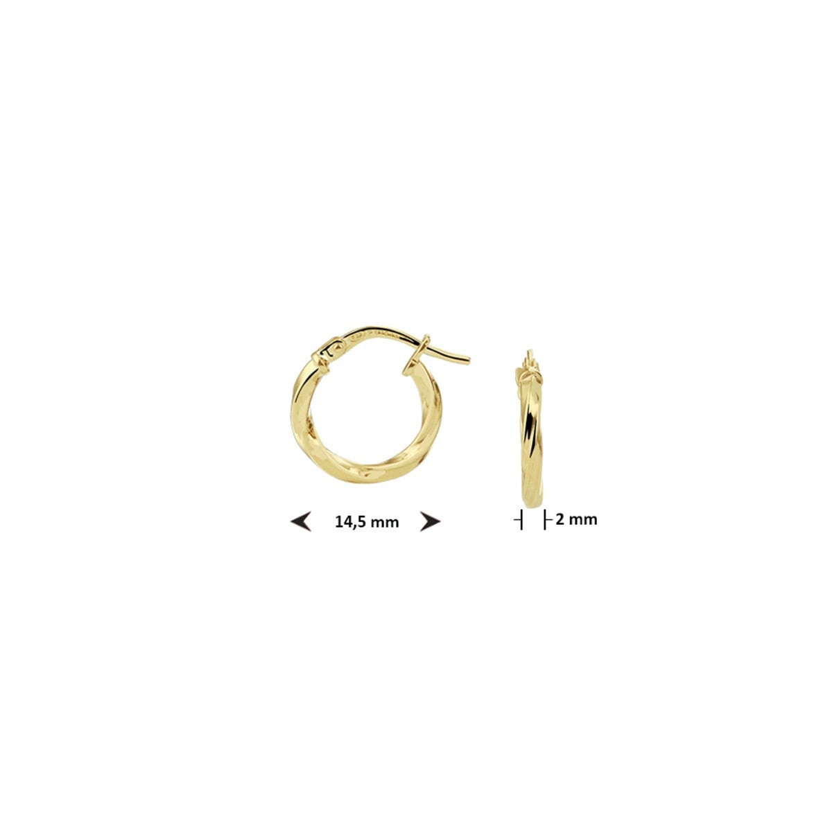 Fantasy Collection Oorbellen gedraaide buis 2,0 mm silgold - PSN5000254