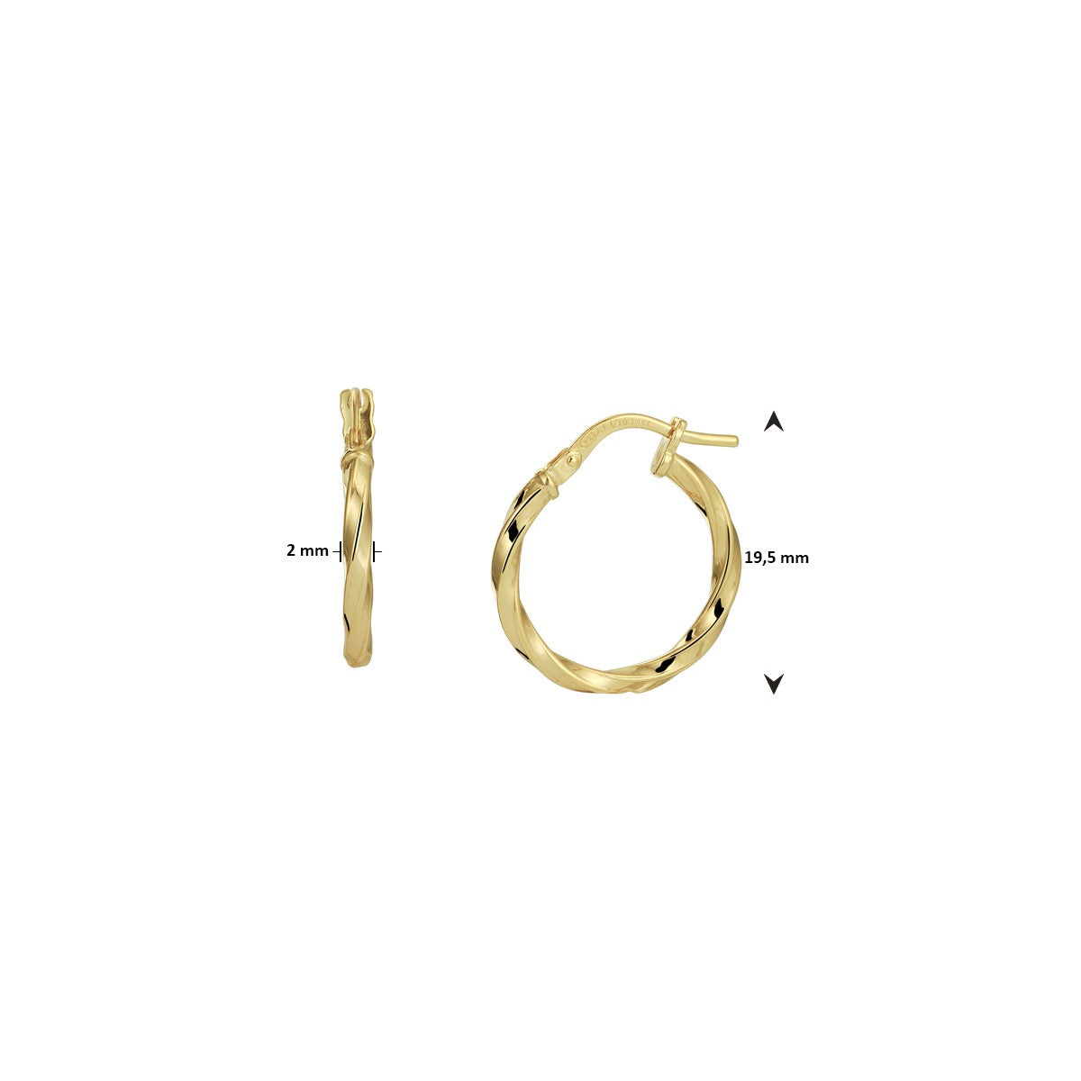 Fantasy Collection Oorbellen gedraaide buis 2,0 mm silgold - PSN5000278