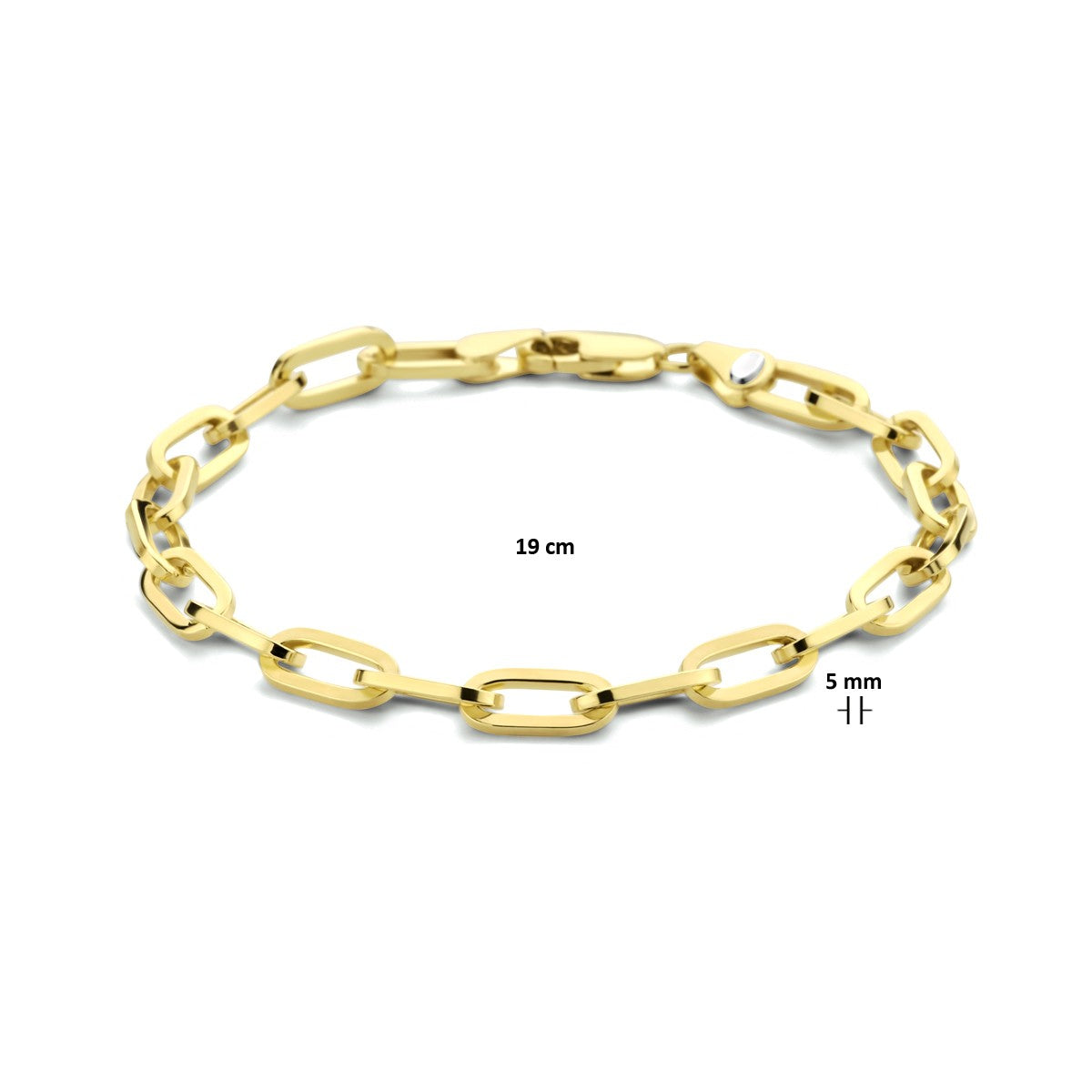 Fantasy Collection Armband paperclip plat massief 5,0 mm 19 cm silgold