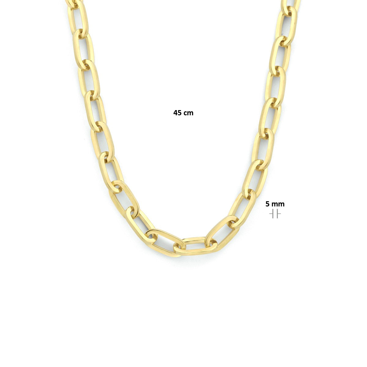 Fantasy Collection Collier paperclip plat massief 5,0 mm 45 cm silgold