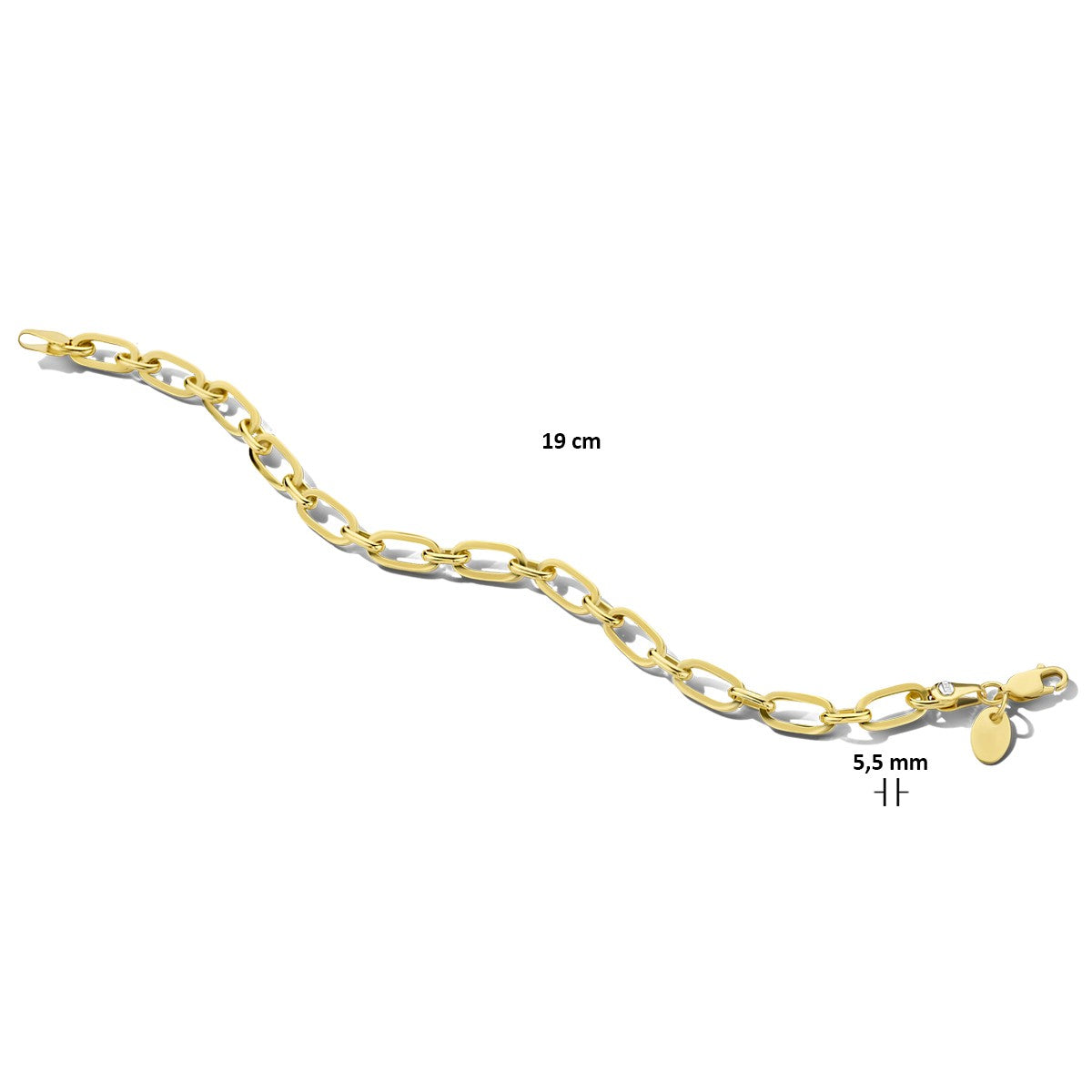 Fantasy Collection Armband paperclip massief 5,5 mm 19 cm silgold