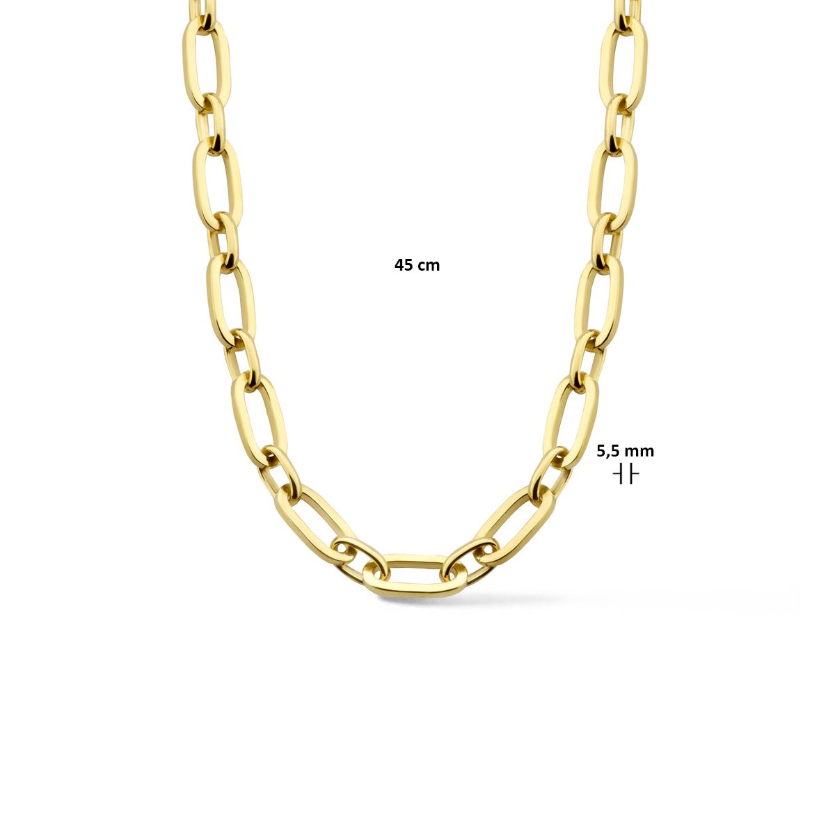 Fantasy Collection Collier paperclip massief 5,5 mm 45 cm silgold