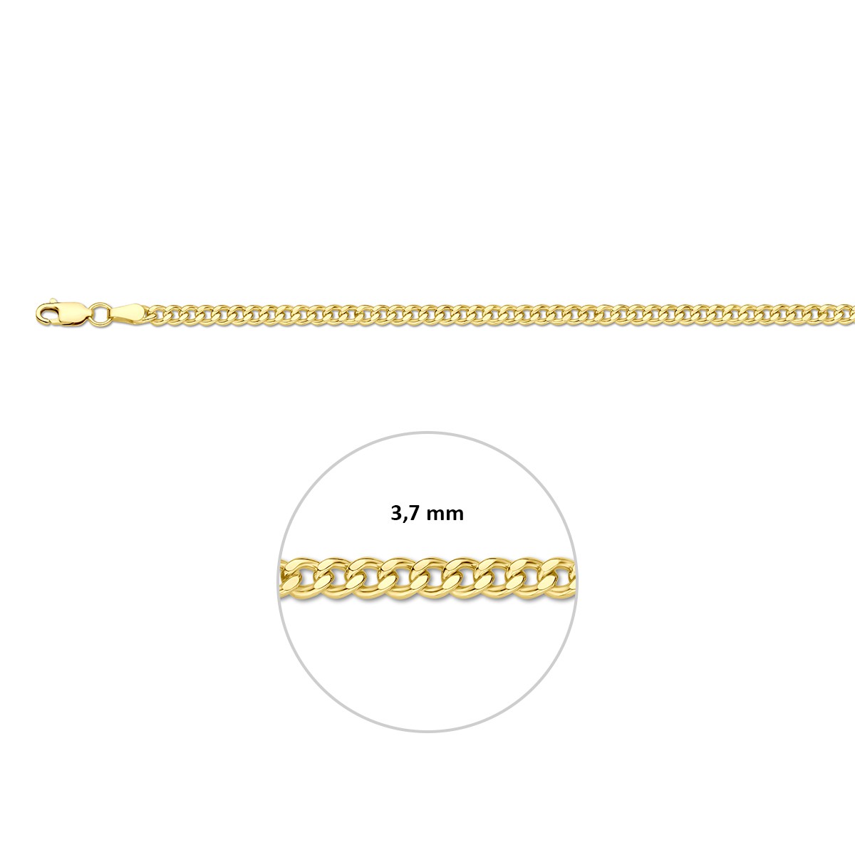 Armband Gourmette massief 3,7 mm Silgold (geel met zilverkern)