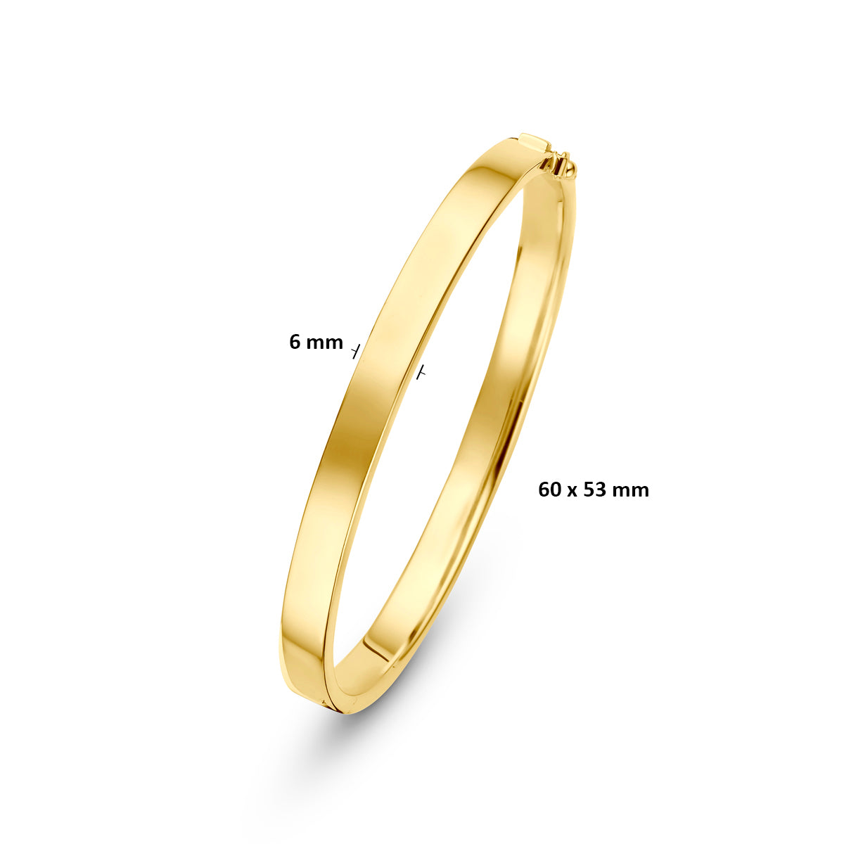 Bangle scharnier vlakke buis massief silgold 6 mm