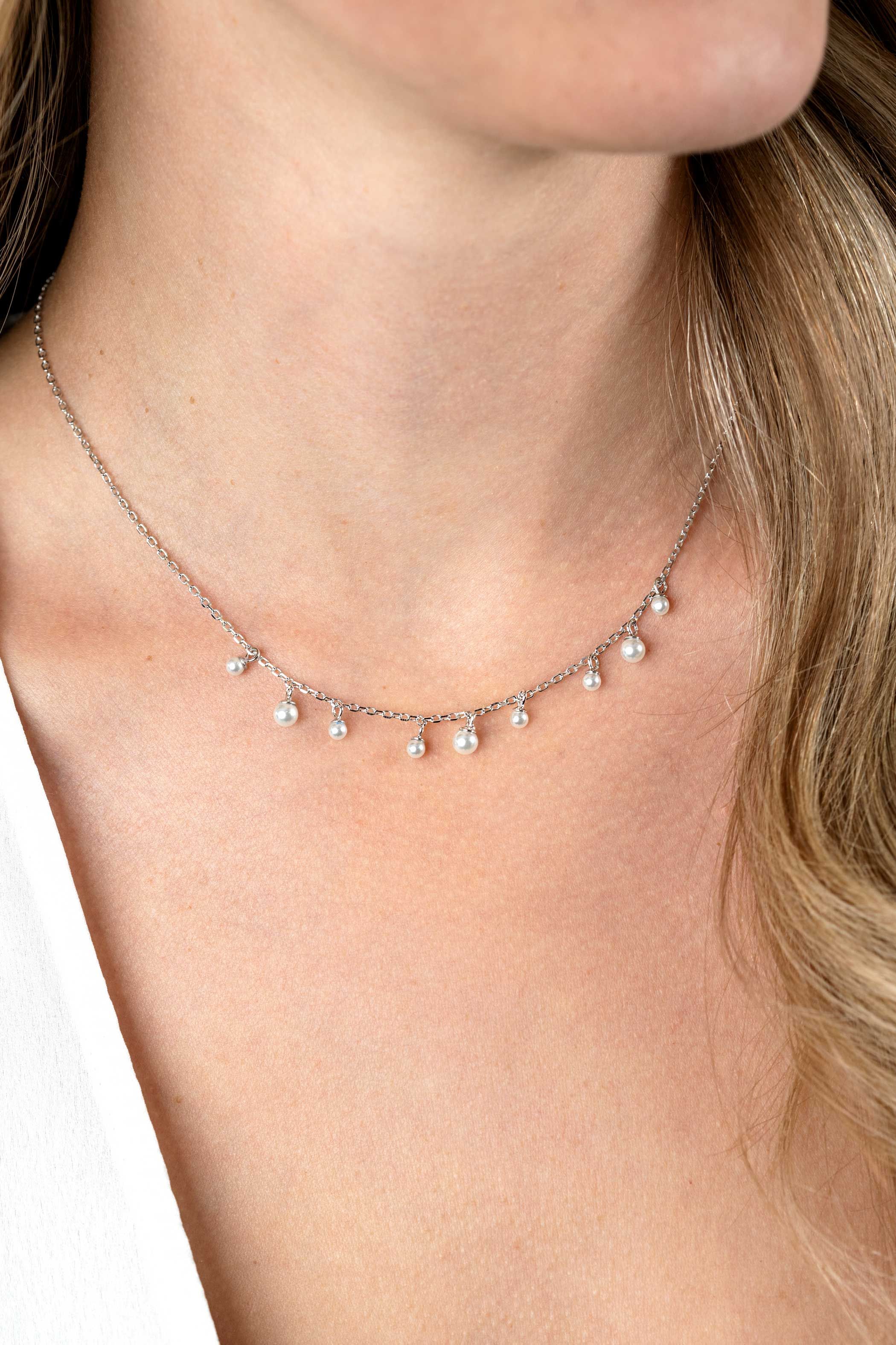 ZINZI Zilveren Ketting met Witte Parel - ZIC2623