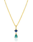 ZINZI Gold Plated Zilveren Ketting met Luxe Turquoise Peervormige Hanger 42-45cm ZIC2745