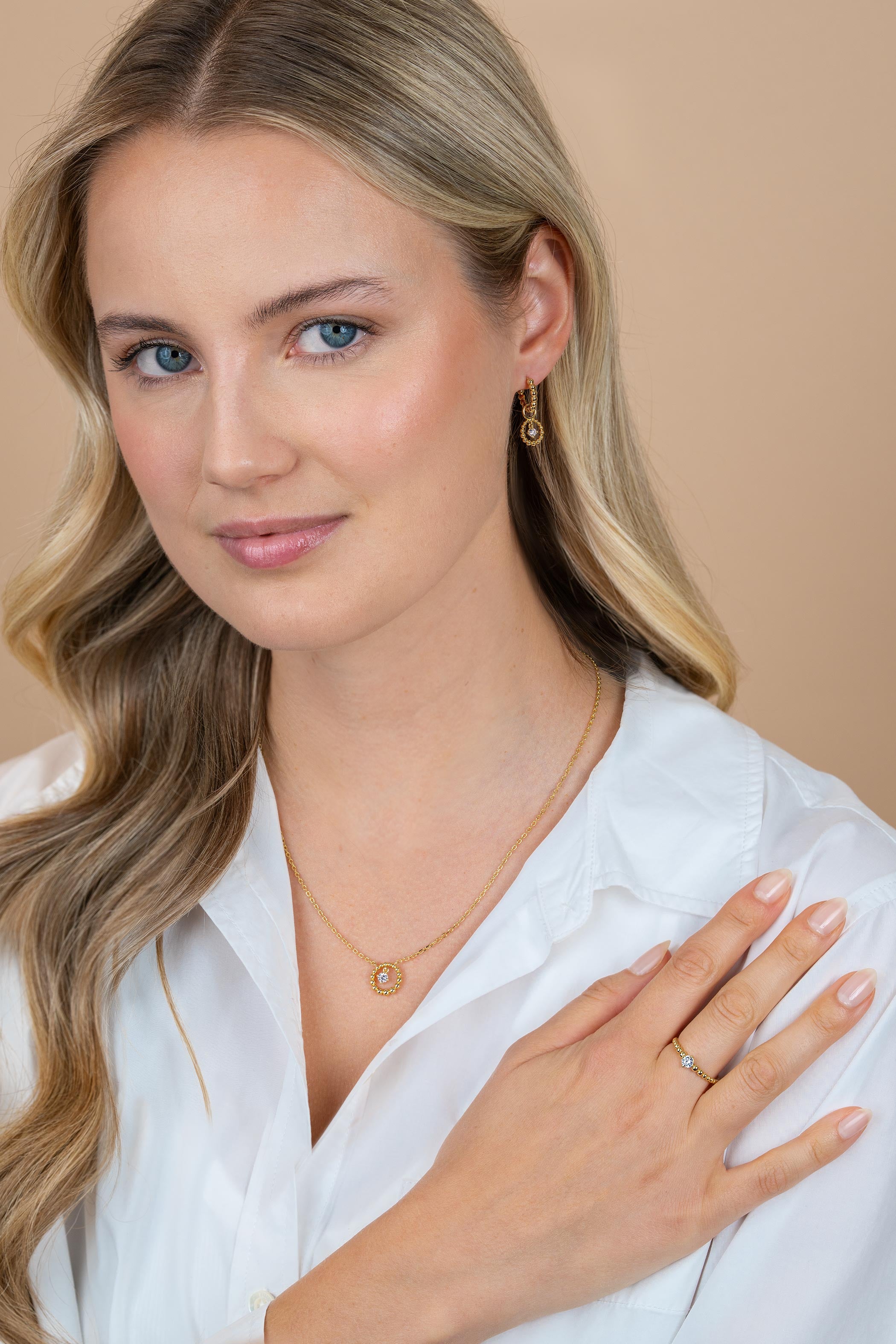 ZINZI Verguld Zilveren Ring met Witte Zirkonia ZIR2816