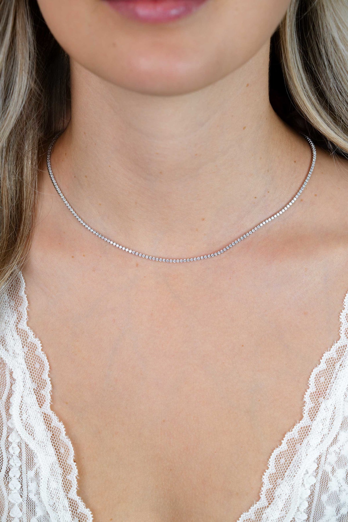 ZINZI Zilveren Tennis Ketting met Witte Zirkonia ZIC2794