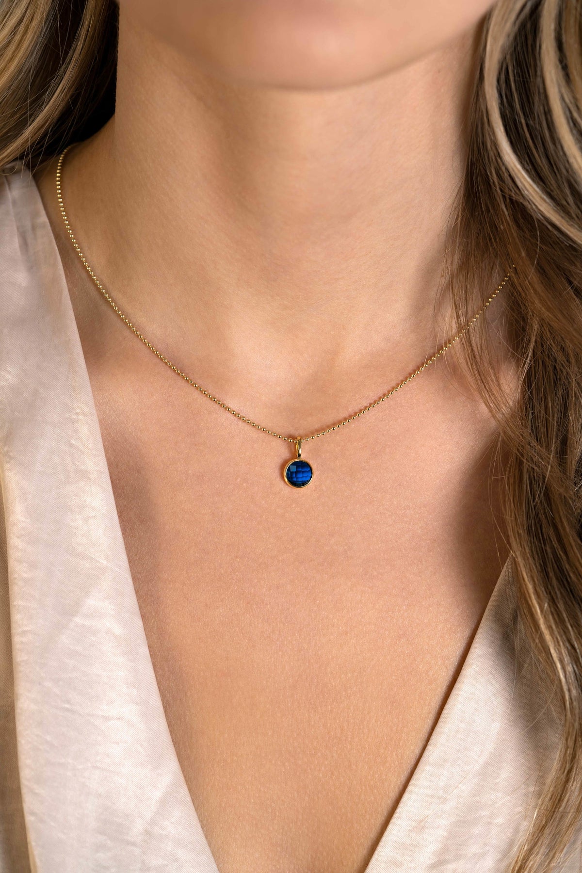 ZINZI Verguld Zilveren Hanger met Blauwe Zirkonia ZIH-SEP