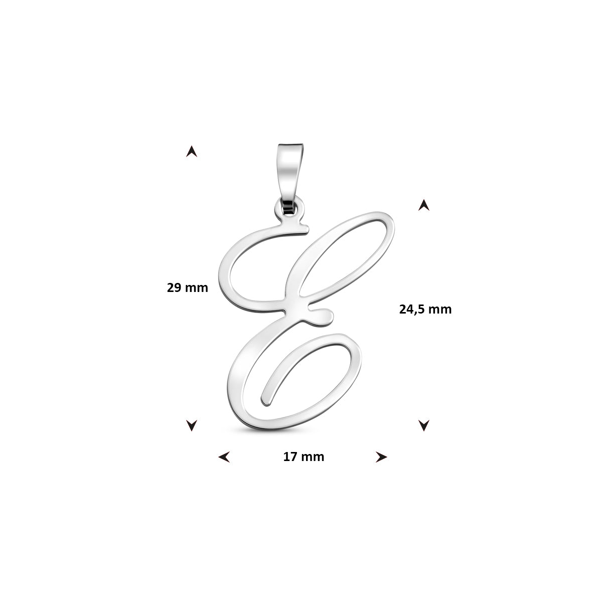 Hanger sierletter E 24,5 mm zilver #Letter_E