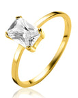 ZINZI Gold 14 krt gouden ring bezet met een rechthoekige witte zirkonia in vierpootzetting ZGR509 - PansiteNederland.nl