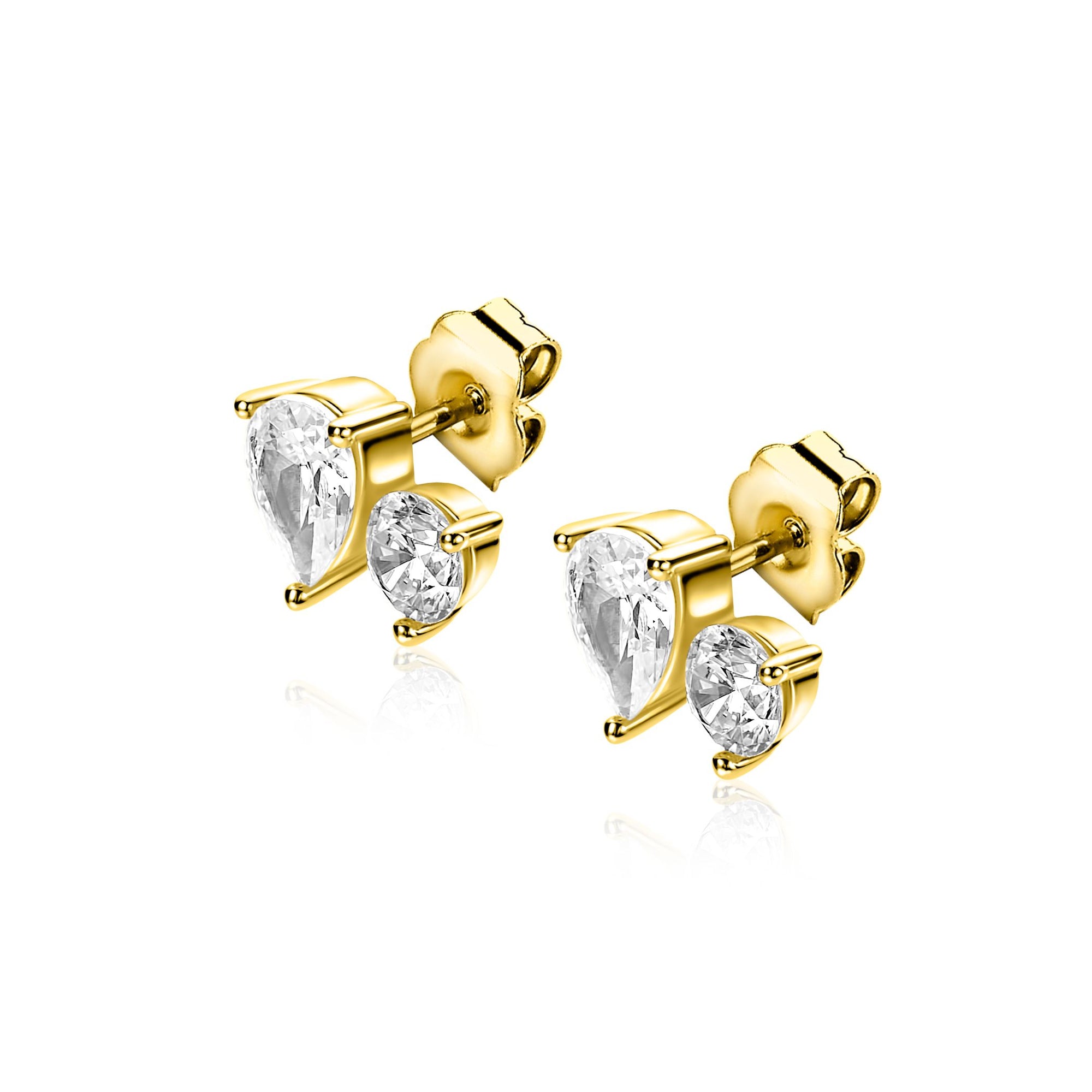 ZINZI gold plated zilveren oorstekers peer- en rondvormig met zirkonia 6,5mm ZIO2726Y - PansiteNederland.nl