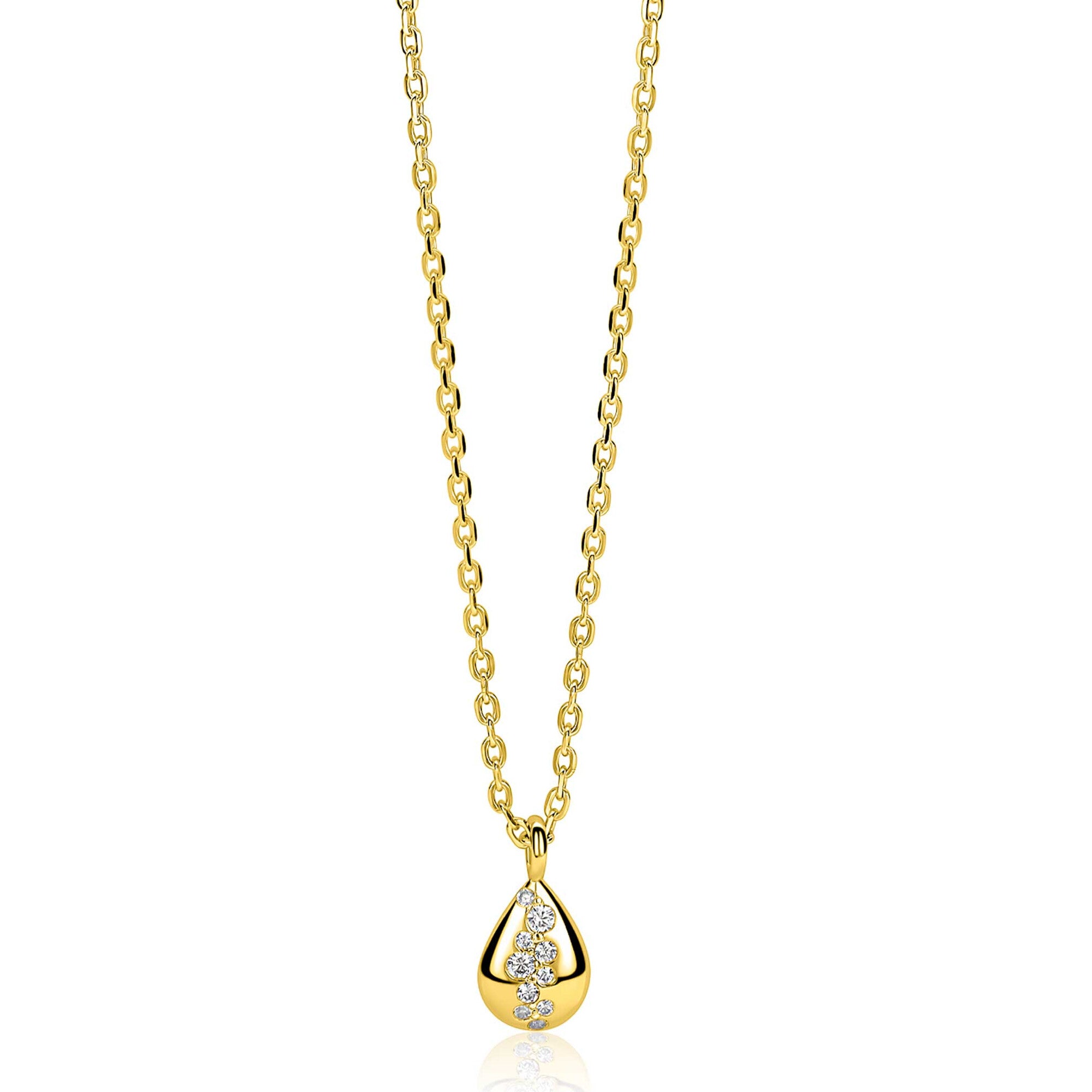 ZINZI Verguld Zilveren Ketting met Witte Zirkonia ZIC2871