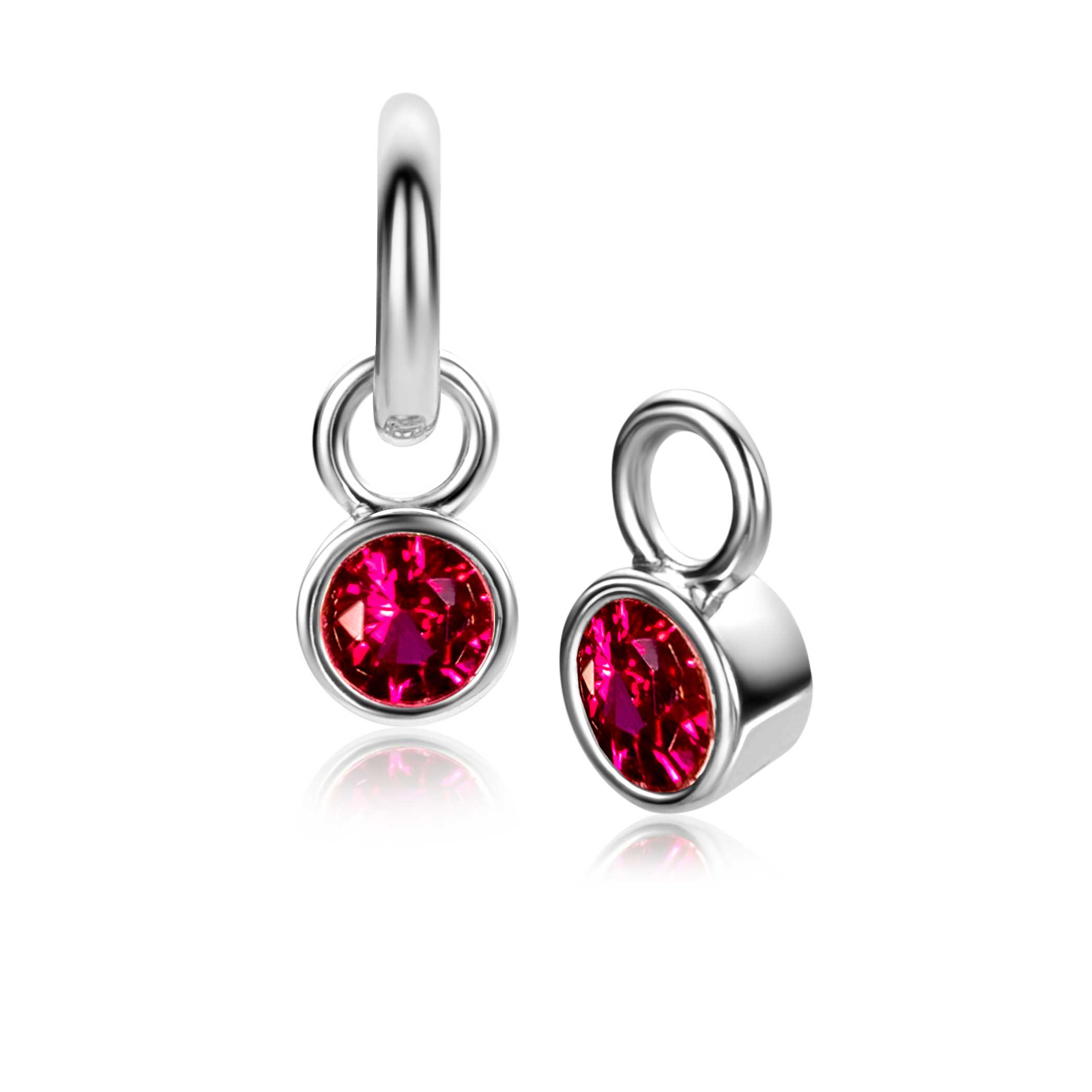 ZINZI JULI oorbedels zilver met geboortesteen rood robijn zirconia (excl. oorbellen)