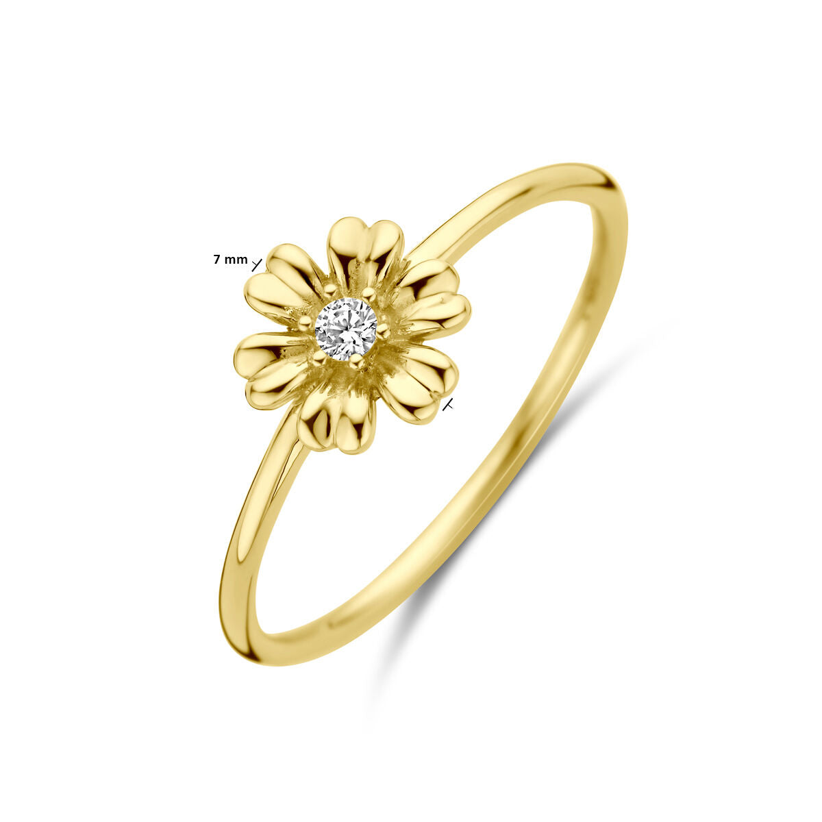 Fantasy Collection Ring bloem en zirkonia 14K geelgoud