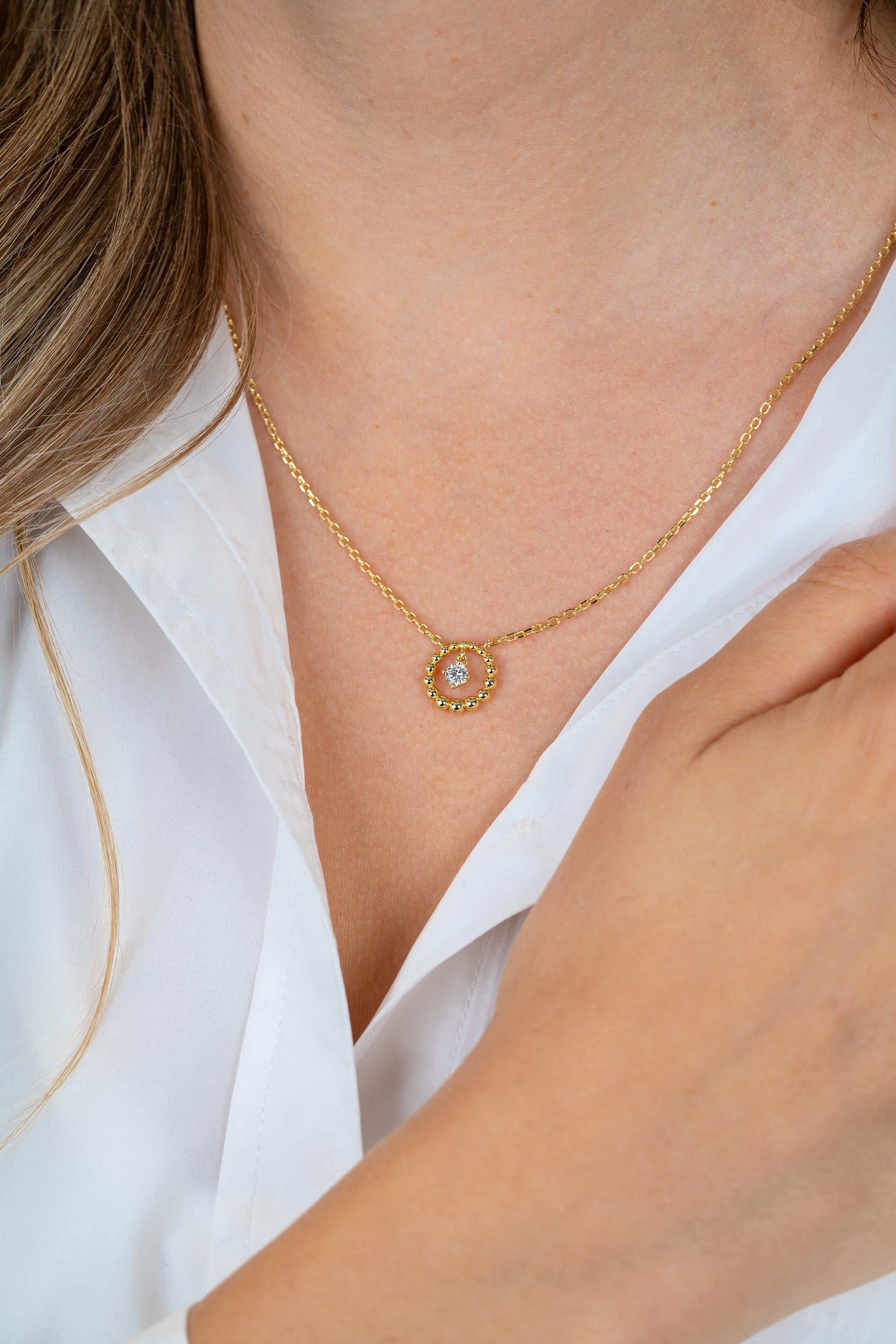 ZINZI Verguld Zilveren Ketting met Witte Zirkonia ZIC2816