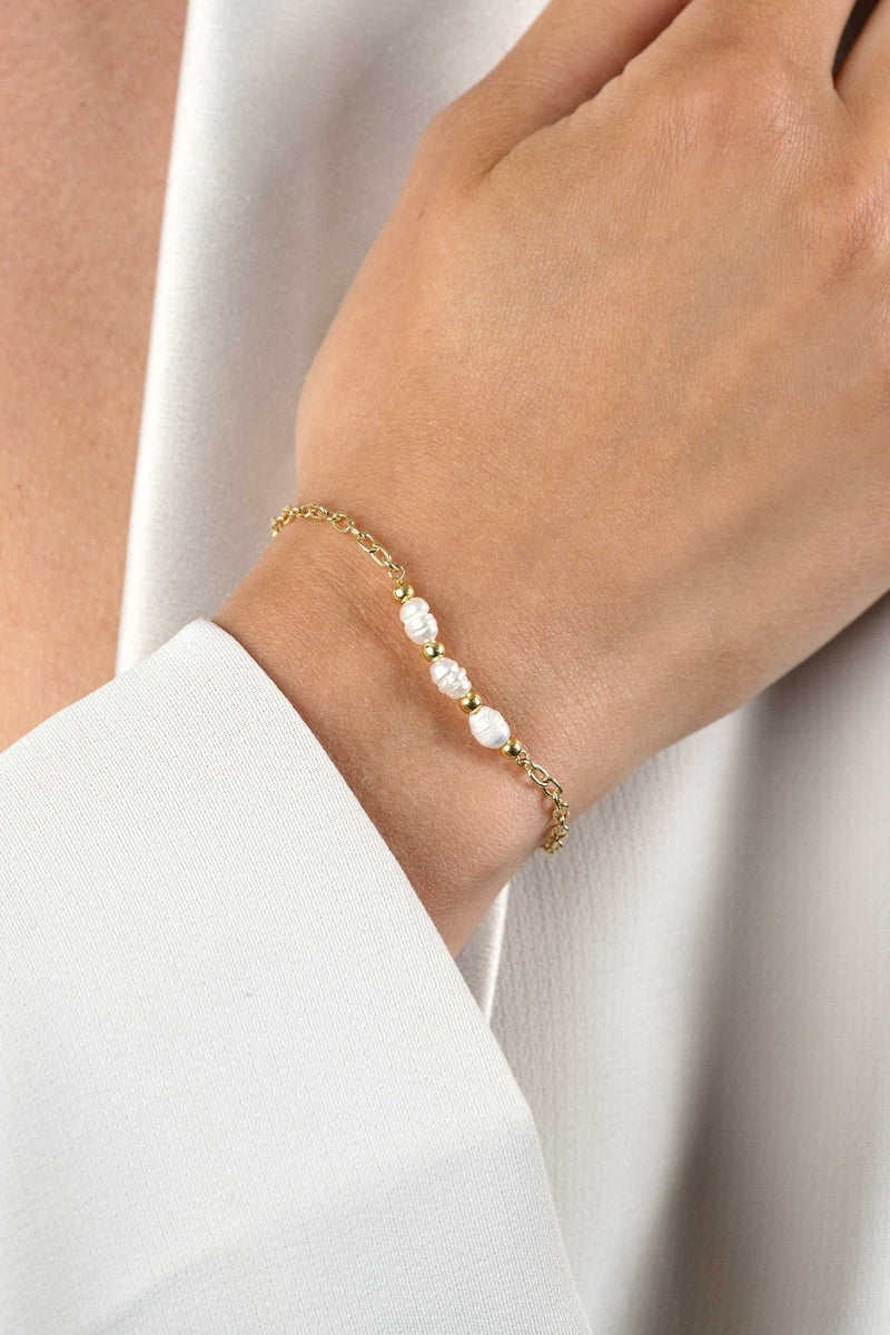 ZINZI Verguld Zilveren Armband met Witte Parel - ZIA2643
