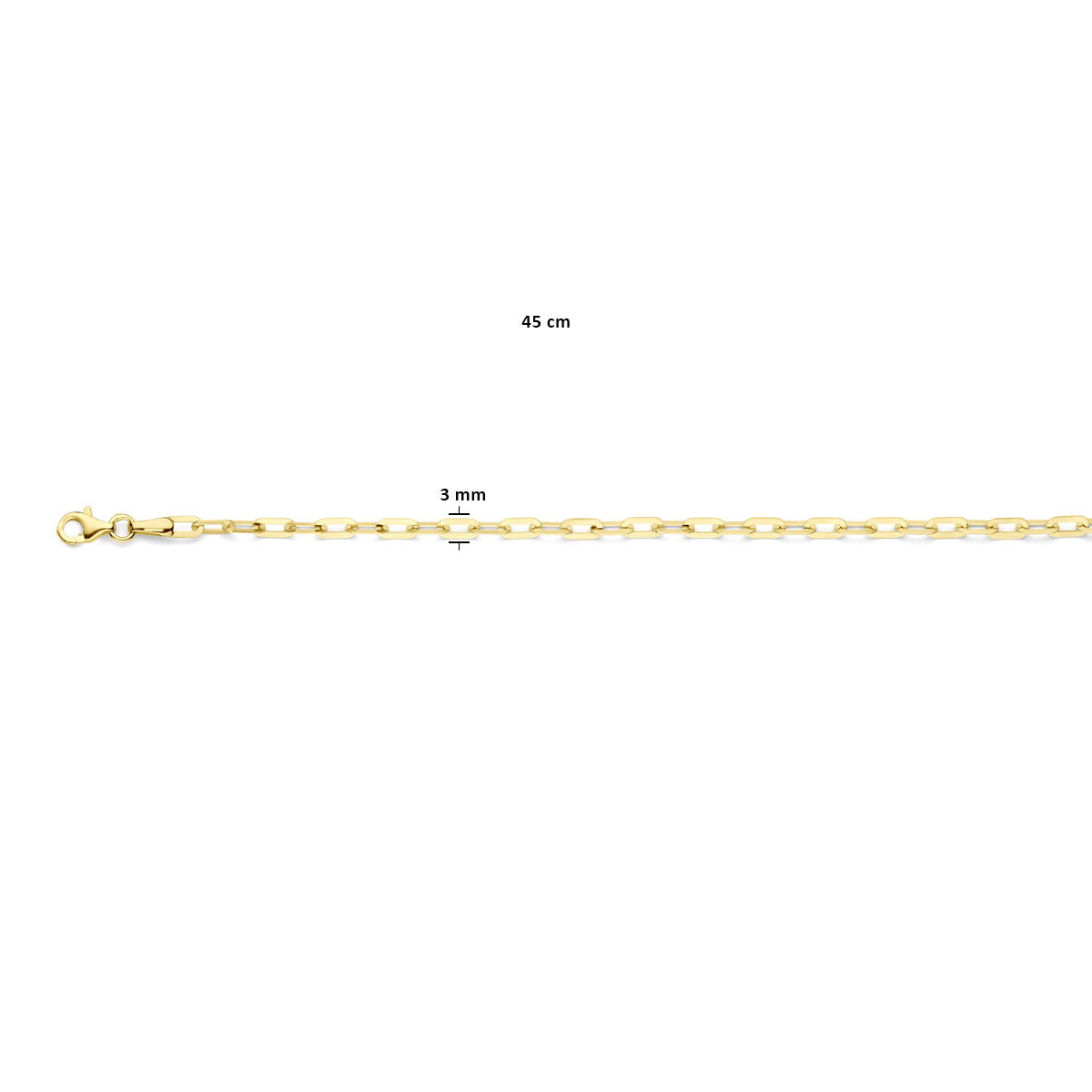 Fantasy Collection Collier paperclip 3 mm 45 cm 14K geelgoud